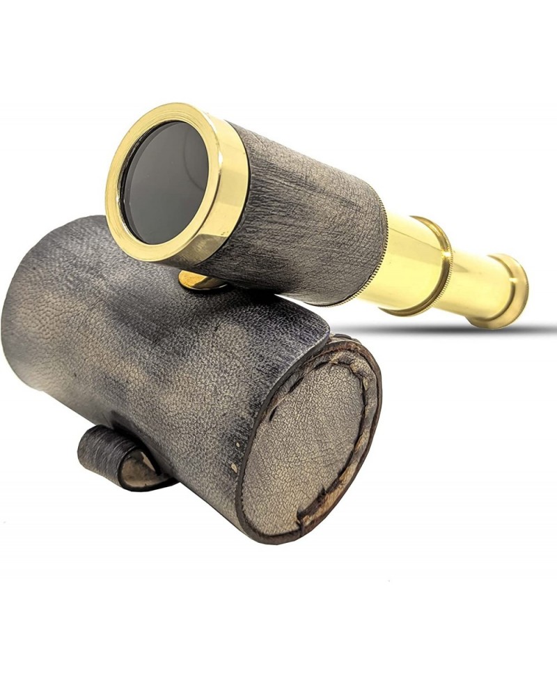 6in Handheld Brass Telescope with Leather Box - Pirate Navigation Xmas Present Gifts Brass Shiny 6'' Inch $26.90 Children's O...