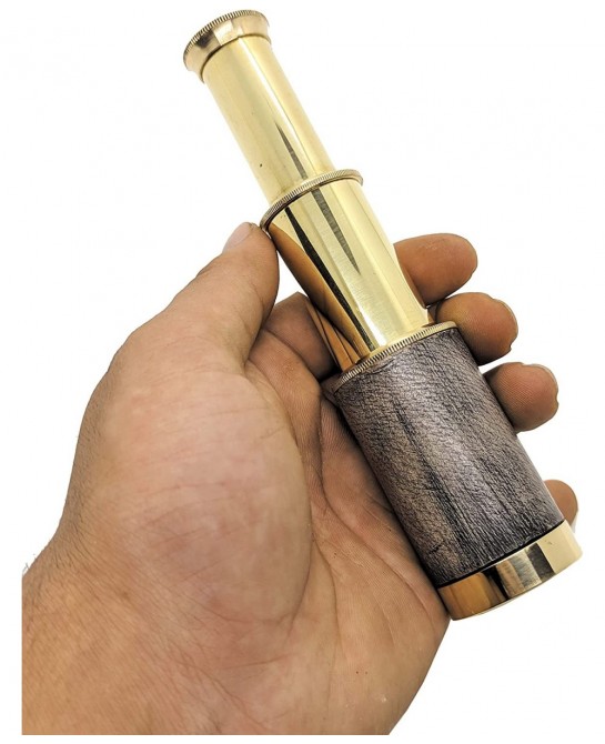 6in Handheld Brass Telescope with Leather Box - Pirate Navigation Xmas Present Gifts Brass Shiny 6'' Inch $26.90 Children's O...