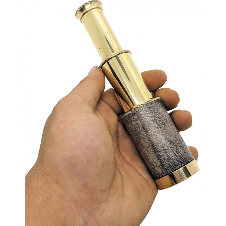 6in Handheld Brass Telescope with Leather Box - Pirate Navigation Xmas Present Gifts Brass Shiny 6'' Inch $26.90 Children's O...