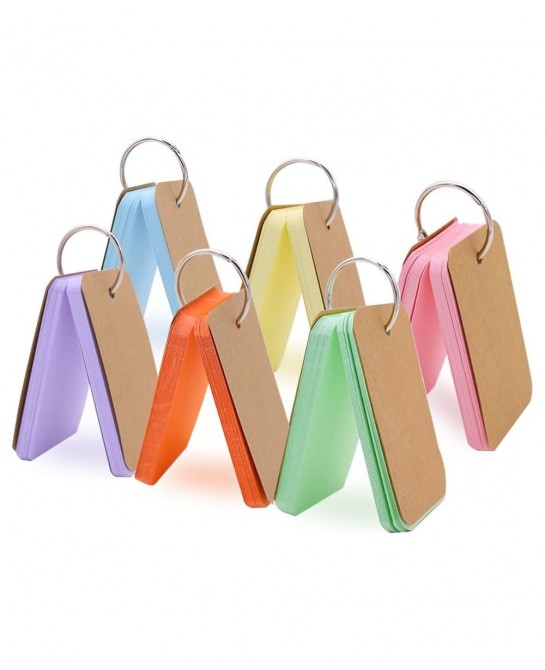 300 Pieces 2.2 x 3.5 Inches Multicolor Kraft Paper Binder Ring Easy Flip Flash Card Study Cards/Memo Scratch Pads/Bookmark/DI...