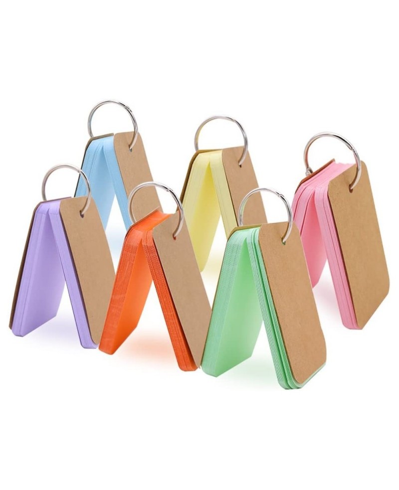 300 Pieces 2.2 x 3.5 Inches Multicolor Kraft Paper Binder Ring Easy Flip Flash Card Study Cards/Memo Scratch Pads/Bookmark/DI...