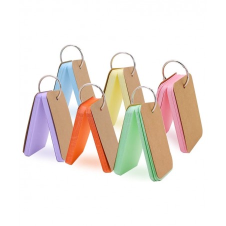 300 Pieces 2.2 x 3.5 Inches Multicolor Kraft Paper Binder Ring Easy Flip Flash Card Study Cards/Memo Scratch Pads/Bookmark/DI...