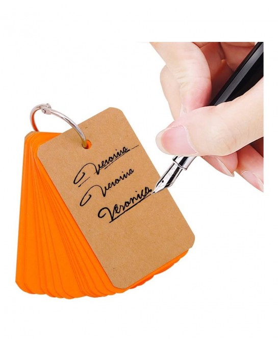 300 Pieces 2.2 x 3.5 Inches Multicolor Kraft Paper Binder Ring Easy Flip Flash Card Study Cards/Memo Scratch Pads/Bookmark/DI...