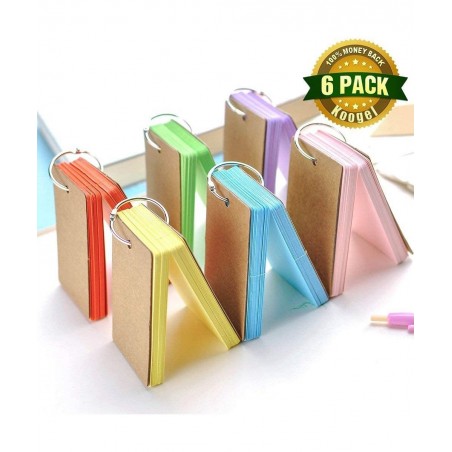 300 Pieces 2.2 x 3.5 Inches Multicolor Kraft Paper Binder Ring Easy Flip Flash Card Study Cards/Memo Scratch Pads/Bookmark/DI...