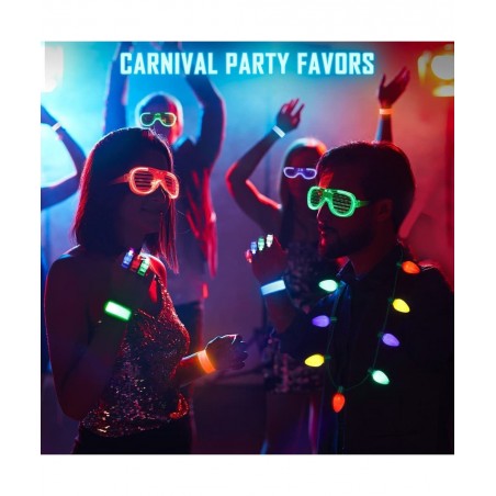LED Flashing Glasses Gloves Necklace for New Year Chrismas Birthday Party Glow in the Dark Light Up Gifts for Kids Adults(3PC...