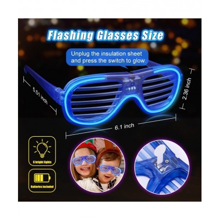 LED Flashing Glasses Gloves Necklace for New Year Chrismas Birthday Party Glow in the Dark Light Up Gifts for Kids Adults(3PC...