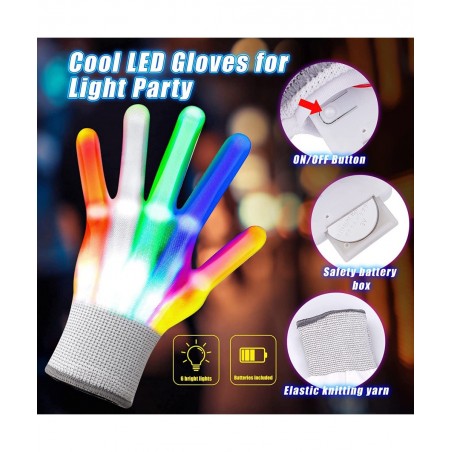 LED Flashing Glasses Gloves Necklace for New Year Chrismas Birthday Party Glow in the Dark Light Up Gifts for Kids Adults(3PC...