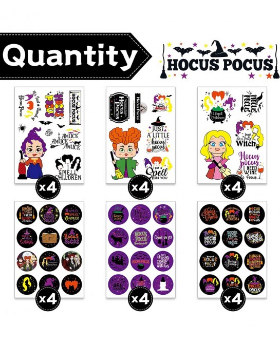 Hocus Pocus Stickers 228 PCS Halloween Hocus Pocus Stickers for Kids Witch Theme Party Favor Sticker Decals for Hocus Pocus P...