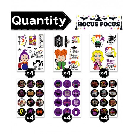Hocus Pocus Stickers 228 PCS Halloween Hocus Pocus Stickers for Kids Witch Theme Party Favor Sticker Decals for Hocus Pocus P...