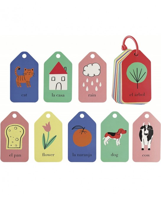 Spanish English Flash Cards for Kids - 26 Vocabulary Cards and 1 Ring - Learning Spanish for Kids $23.48 Educational Flash Cards