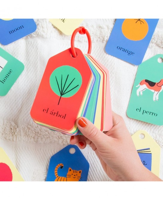 Spanish English Flash Cards for Kids - 26 Vocabulary Cards and 1 Ring - Learning Spanish for Kids $23.48 Educational Flash Cards