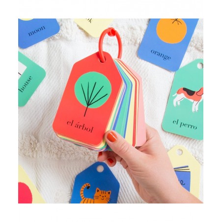 Spanish English Flash Cards for Kids - 26 Vocabulary Cards and 1 Ring - Learning Spanish for Kids $23.48 Educational Flash Cards
