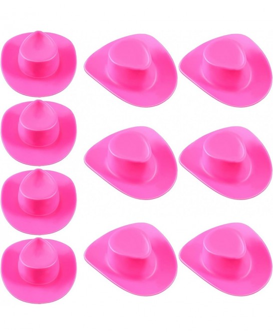 10 Pieces Tiny Cowboy Hat Mini Cowboy Hat Plastic Mini Western Cowgirl Hat Pink Cowboy Hat for Cowboy Cowgirl Doll Dress Up P...