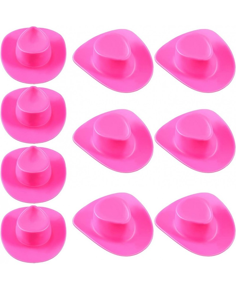 10 Pieces Tiny Cowboy Hat Mini Cowboy Hat Plastic Mini Western Cowgirl Hat Pink Cowboy Hat for Cowboy Cowgirl Doll Dress Up P...