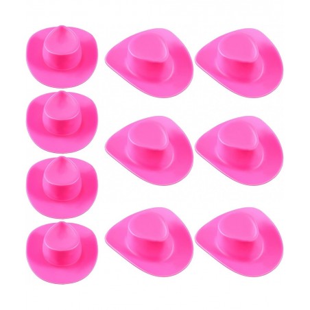 10 Pieces Tiny Cowboy Hat Mini Cowboy Hat Plastic Mini Western Cowgirl Hat Pink Cowboy Hat for Cowboy Cowgirl Doll Dress Up P...