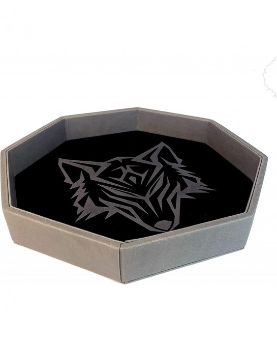 11.5 Inch Dice Tray – Black and Grey - Big Octagonal Dice Tray with Luxurious Rolling Area for RPG Table Top Gaming Like D&D ...