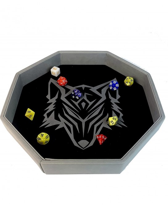 11.5 Inch Dice Tray – Black and Grey - Big Octagonal Dice Tray with Luxurious Rolling Area for RPG Table Top Gaming Like D&D ...