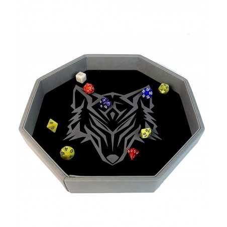 11.5 Inch Dice Tray – Black and Grey - Big Octagonal Dice Tray with Luxurious Rolling Area for RPG Table Top Gaming Like D&D ...