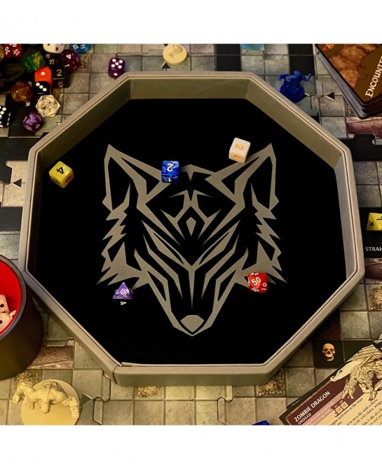 11.5 Inch Dice Tray – Black and Grey - Big Octagonal Dice Tray with Luxurious Rolling Area for RPG Table Top Gaming Like D&D ...