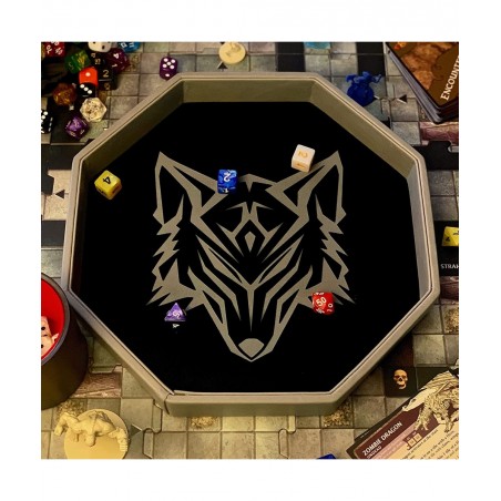11.5 Inch Dice Tray – Black and Grey - Big Octagonal Dice Tray with Luxurious Rolling Area for RPG Table Top Gaming Like D&D ...