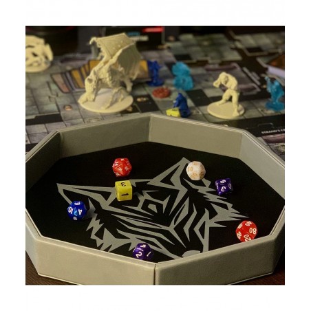 11.5 Inch Dice Tray – Black and Grey - Big Octagonal Dice Tray with Luxurious Rolling Area for RPG Table Top Gaming Like D&D ...