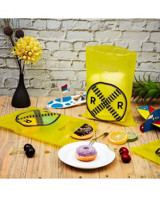 50 Pieces Railroad Treat Bags Train Treat Bags Plastic Candy Bags Party Favor Bags for Train or Railroad Themed Party Supplie...
