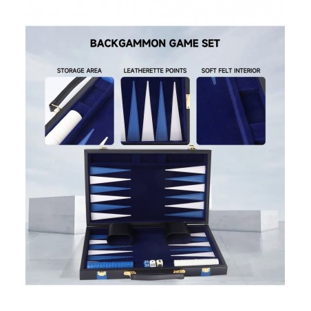 GSE Premium Leather Backgammon Board Game Set Classic Backgammon Game Set with Leather Case Travel Folding Board Game (Black&...
