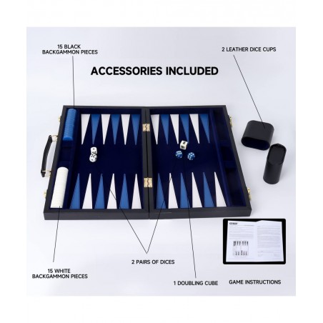 GSE Premium Leather Backgammon Board Game Set Classic Backgammon Game Set with Leather Case Travel Folding Board Game (Black&...