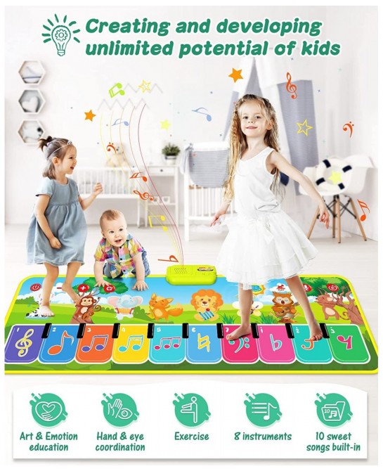 Stocking Stuffers Piano Music Mat Toys for Girls and Boys Kid Toys with 8 Animal Cartoons 8 Musical Instrument Sounds Christm...