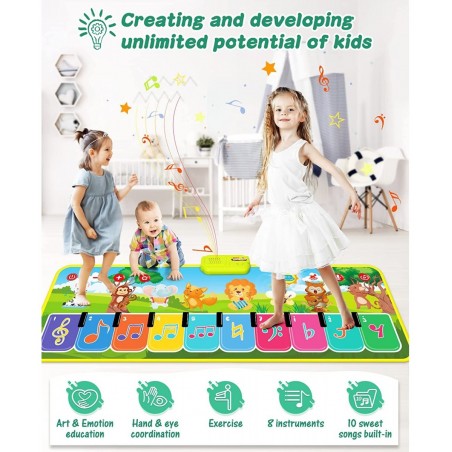 Stocking Stuffers Piano Music Mat Toys for Girls and Boys Kid Toys with 8 Animal Cartoons 8 Musical Instrument Sounds Christm...