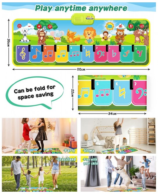 Stocking Stuffers Piano Music Mat Toys for Girls and Boys Kid Toys with 8 Animal Cartoons 8 Musical Instrument Sounds Christm...