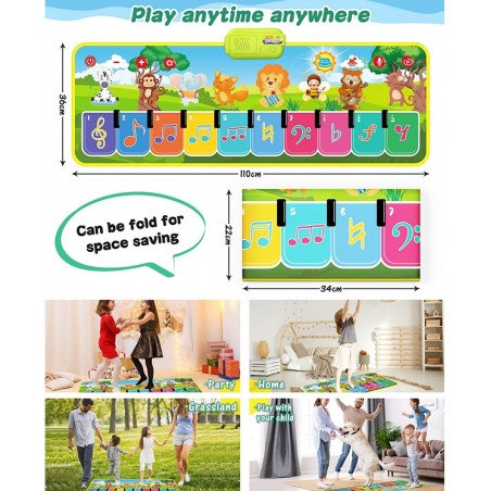 Stocking Stuffers Piano Music Mat Toys for Girls and Boys Kid Toys with 8 Animal Cartoons 8 Musical Instrument Sounds Christm...