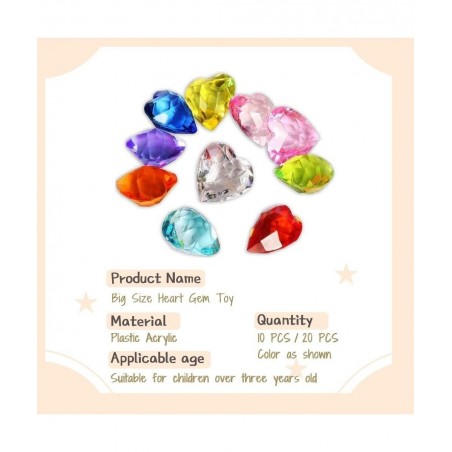 NLR [20pcs 4cm] Big Size Kids Heart Toy Acrylic Gem Set Pirate Treasure Hunt Toy | Easter Egg Filler | Diving Instructor | Pa...