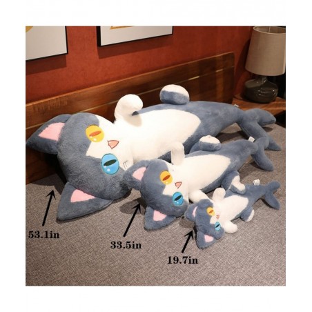 Shark Cat Stuffed Animal Plush Toy Fluffy Different Eyes Shark Cat Plushie Doll Soft Hugging Sleeping Plush Pillow for Kid Ha...