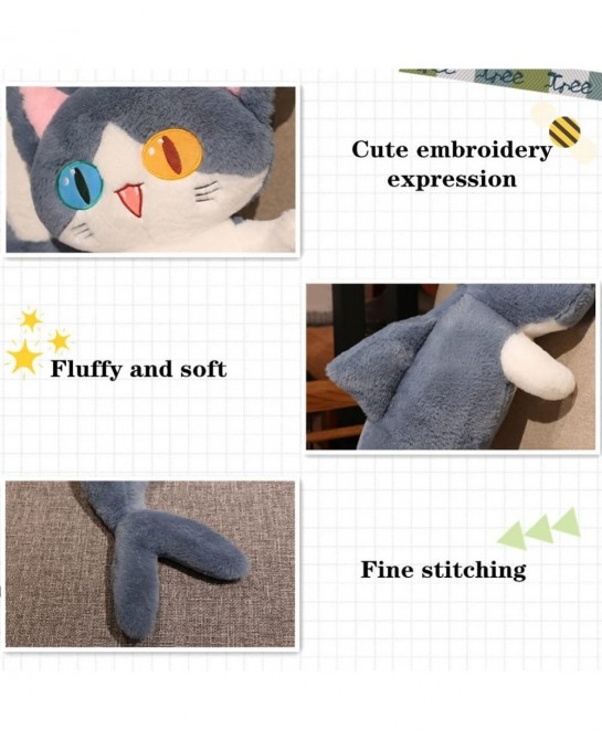 Shark Cat Stuffed Animal Plush Toy Fluffy Different Eyes Shark Cat Plushie Doll Soft Hugging Sleeping Plush Pillow for Kid Ha...