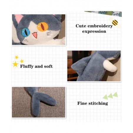 Shark Cat Stuffed Animal Plush Toy Fluffy Different Eyes Shark Cat Plushie Doll Soft Hugging Sleeping Plush Pillow for Kid Ha...