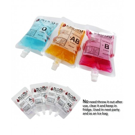 20 Pack Blood Bag IV Bags Drink Cup with Bottle Squeeze and Funnel- Reusable Blood Bags for Halloween Nurse Vampire Zombie Th...