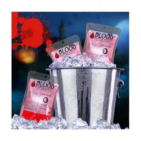 20 Pack Blood Bag IV Bags Drink Cup with Bottle Squeeze and Funnel- Reusable Blood Bags for Halloween Nurse Vampire Zombie Th...