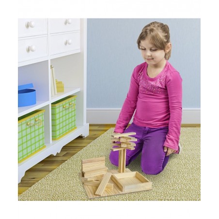 Constructables! Pine Wood Building Planks 150 Pieces - Educational Tinker Toys for Kids & Teens - STEM Stacking Blocks for Bo...