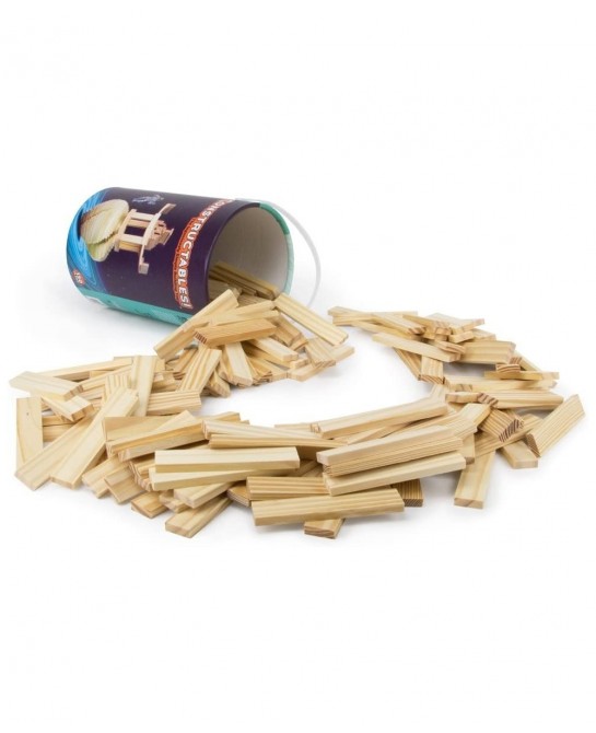 Constructables! Pine Wood Building Planks 150 Pieces - Educational Tinker Toys for Kids & Teens - STEM Stacking Blocks for Bo...