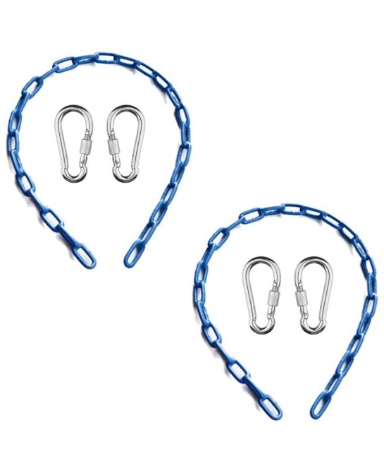 Swing Chains (2) Fully Coated for Swing Set with 4 Free Quick Links Anti-Rust Iron Link Chains Playground Kids Tree Swing Sea...