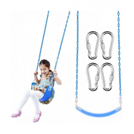 Swing Chains (2) Fully Coated for Swing Set with 4 Free Quick Links Anti-Rust Iron Link Chains Playground Kids Tree Swing Sea...