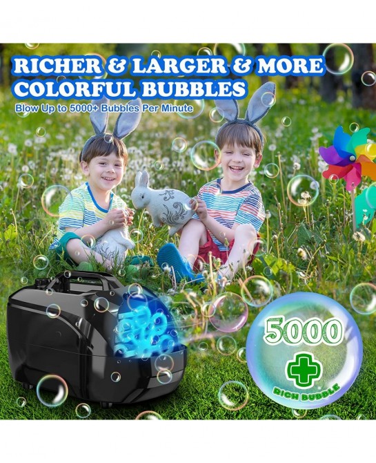 Bubble Machine Automatic Bubble Blower Bubble Machine for Kids Toddlers Portable Bubble Maker with Remote 5000+ Bubbles/Min B...