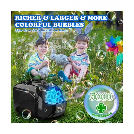 Bubble Machine Automatic Bubble Blower Bubble Machine for Kids Toddlers Portable Bubble Maker with Remote 5000+ Bubbles/Min B...