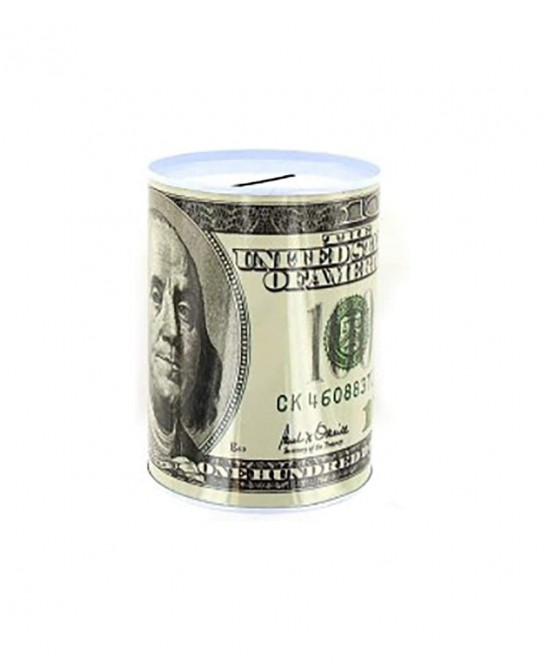 100 Dollar Bill Small Metal Tin Money Piggy Bank Money Jar Replica of Benjamin Franklin Coin Bank $100 Bill Coin Saving Curre...