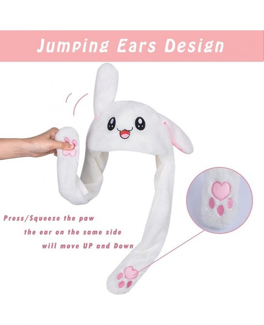 2PCS Cute Bunny Hat with Moving Ears Funny Rabbit Hat Soft Jumping Animal Hat for Women Kids Party Christmas Gift $34.00 Kids...