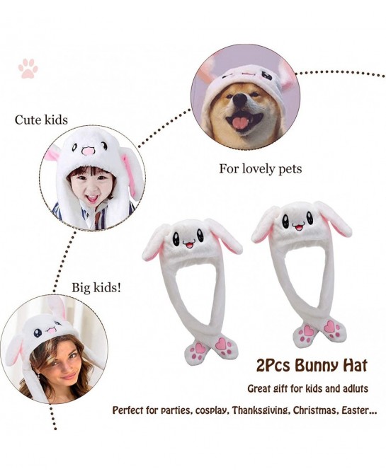 2PCS Cute Bunny Hat with Moving Ears Funny Rabbit Hat Soft Jumping Animal Hat for Women Kids Party Christmas Gift $34.00 Kids...