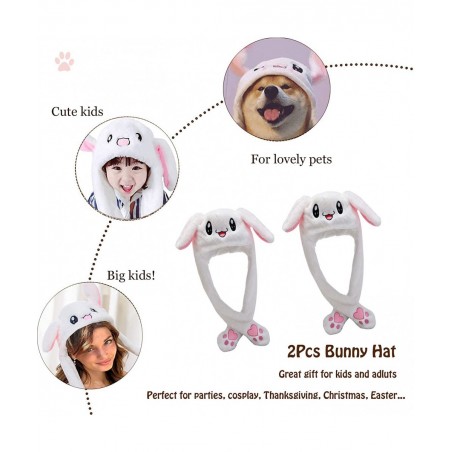 2PCS Cute Bunny Hat with Moving Ears Funny Rabbit Hat Soft Jumping Animal Hat for Women Kids Party Christmas Gift $34.00 Kids...