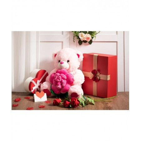 Teddy Bear Stuffed Animals Plush Bear Holding Rose Soft Plush Toy Valentine's Day 16 Inch Pink $42.84 Stuffed Animals & Teddy...