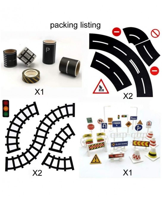Play Road Tape for Toy Cars & Trains Black Tape 3 Rolls Road Tape 197 inch by 1.9 inch Packing Traffic Signs Tape Stick to Fl...